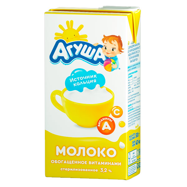 Молоко Агуша Витамины А/С 3,2% БЗМЖ 0,5 литра