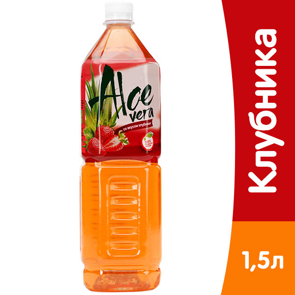 Напиток Moonberry с кусочками алоэ Aloe Vera Клубника 1.5 литра, без газа, пэт, 6 шт. в уп.