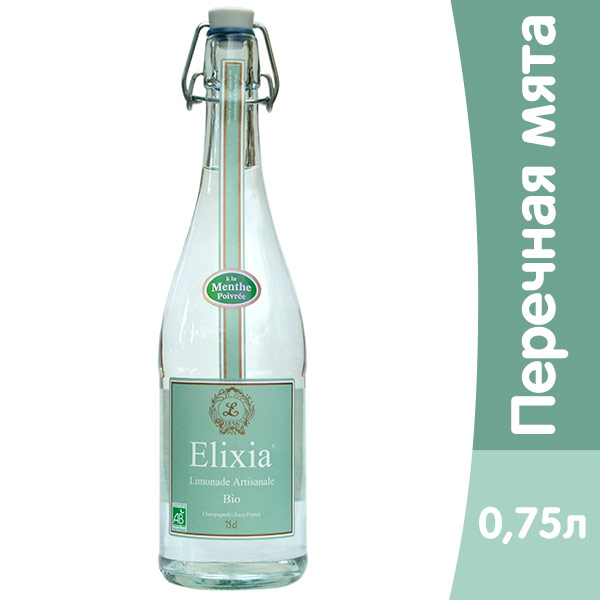 Напиток Elixia Bio à la menthe poivrée перечная мята 0.75 литра, газ, стекло, 6 шт. в уп.