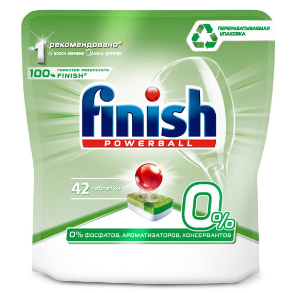 Средство для посудомоечных машин FINISH powerball 0% бесфосфатные, 42 таблетки - фото 1