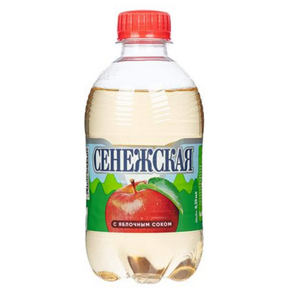 Вода Сенежская со вкусом яблока 0.33 литра, газ, пэт, 12 шт. в уп.