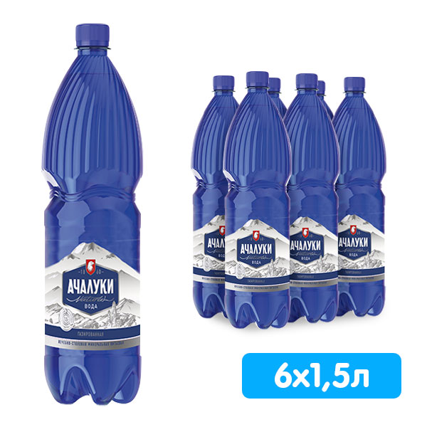 Вода лечебно-столовая Ачалуки 1.5 литра, газ, пэт, 6 шт. в уп