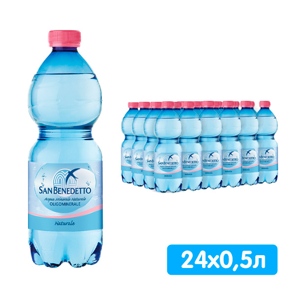 Вода San Benedetto 0.5 литра, без газа, пэт, 24 шт. в уп.