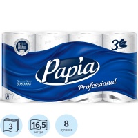 Туалетная Бумага Papia Professional белая 3 слоя (8 шт)