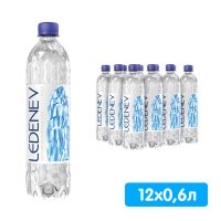 Вода Ledenev питьевая природная 0.6 литра, без газа, пэт, 12 шт. в уп.