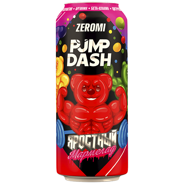 Энергетический напиток Zeromi Pump Dash Яростный мармелад 0,5 литра, ж/б, 12 шт. в уп.