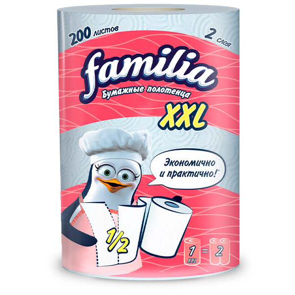 Бумажные полотенца Familia XXL белые 2 слоя (2шт)
