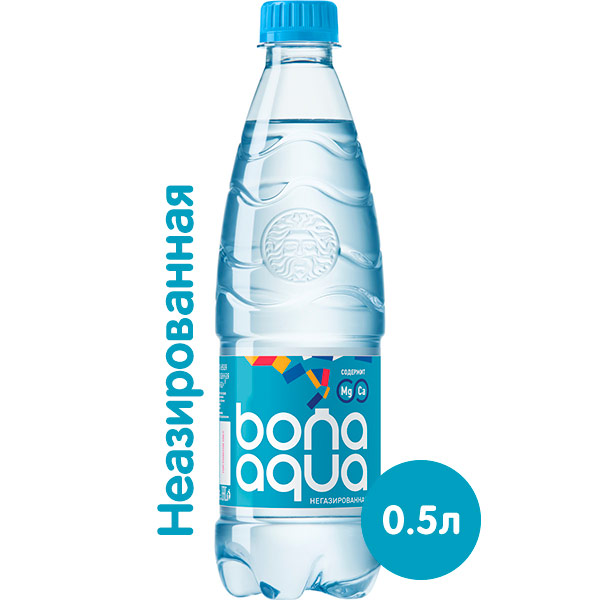 Вода Bona Aqua / Бона Аква 0.5 литра, без газа, пэт, 24 шт. в уп.