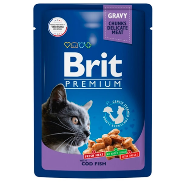 Корм Brit для кошек треска 85 гр