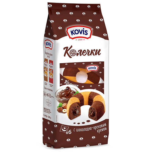 Колечки сдобные Kovis с шоколадно-ореховым кремом 240 гр