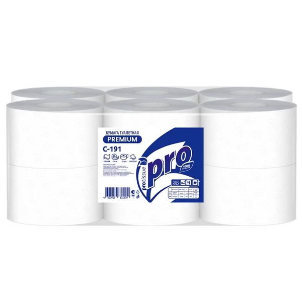 Туалетная бумага PROtissue Premium белая 2 слоя (12 шт)