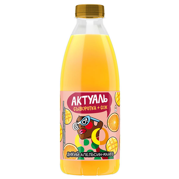 Напиток Актуаль сывороточный апельсин и манго БЗМЖ 930 гр