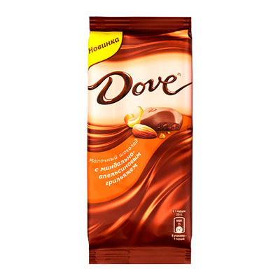 Шоколад Dove молочный миндаль и апельсиновый грильяж 90 гр
