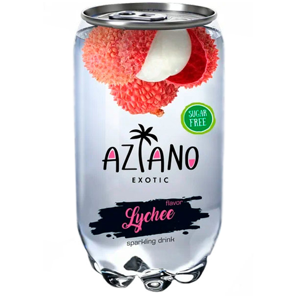 Напиток Aziano со вкусом Личи 0.35 литра, слабогазированный, пэт, 12 шт. в уп.