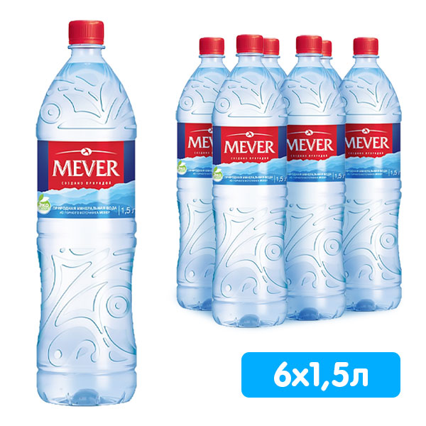Вода Mever из горного источника 1.5 литра, без газа, пэт, 6 шт. в уп