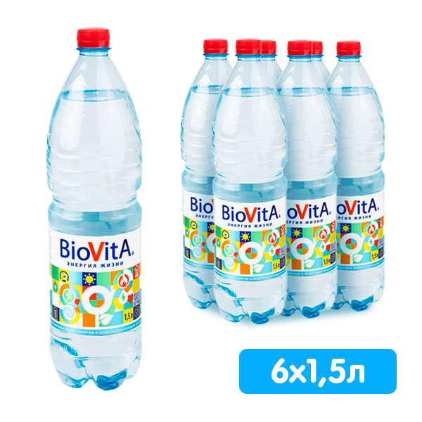 Вода Биовита 1.5 литра, без газа, пэт, 6 шт. в уп Вода Биовита 1.5 литра, без газа, пэт, 6 шт. в уп. - фото 1
