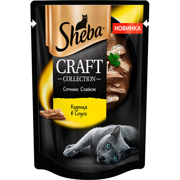 

Корм влажный Sheba Craft Collection Курица в соусе 75 гр