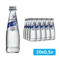 Вода San Benedetto 0.5 литра, газ, стекло, 20 шт. в уп.