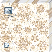 Салфетки бумажные Art Bouquet Золотые снежинки 3 слоя 33x33 см, ассорти, 20 шт.