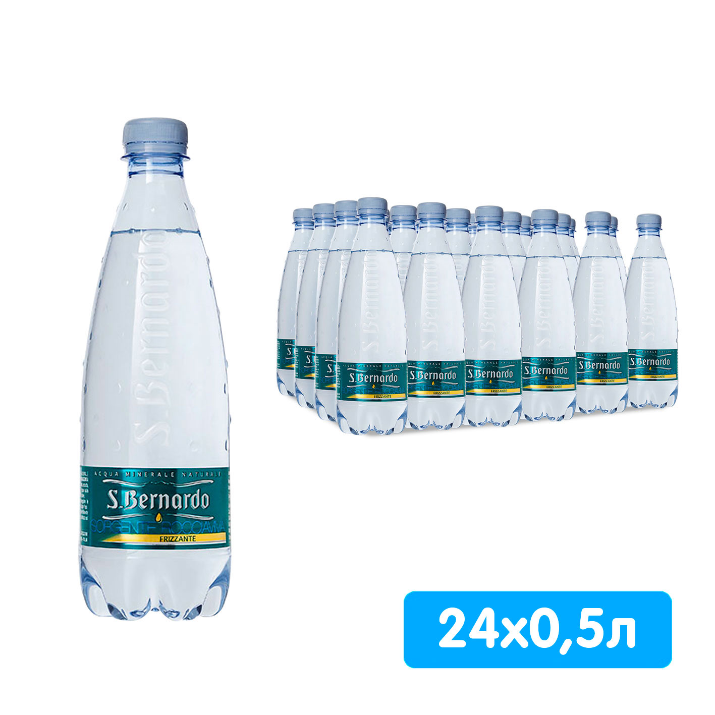 Вода San Bernardo 0,5 литра, газ, пэт, 24 шт. в уп