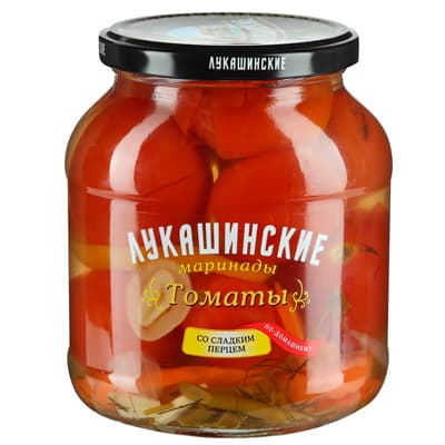Томаты Лукашинские соленья в собственном соку со сладким перцем 670 гр