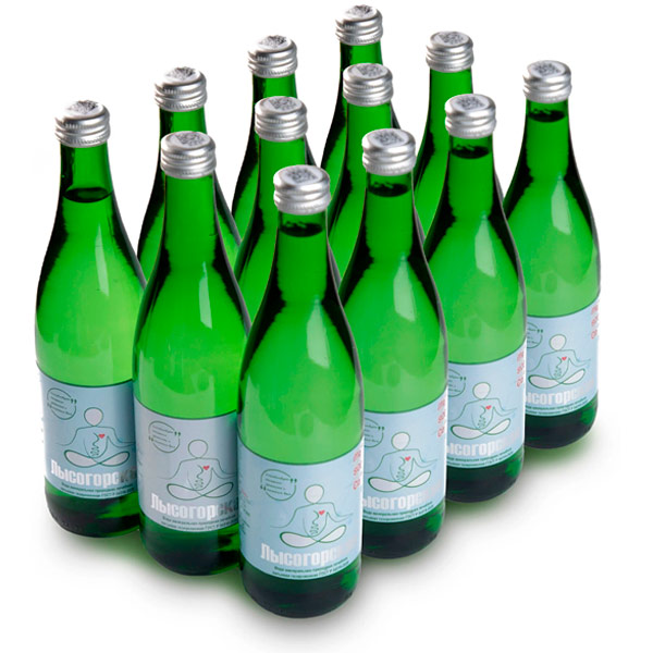 Вода Лысогорская 0.5 литра, газ, стекло, 12 шт. в уп.