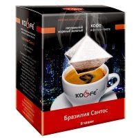 Кофе Саше Бразилия сантос свежеобжаренный молотый в фильтр-пакете 1уп. (8шт. по 8гр.)
