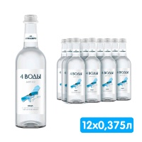 Вода 4 воды Абрау-Дюрсо 0.375 литра, без газа, стекло, 12 шт. в уп.