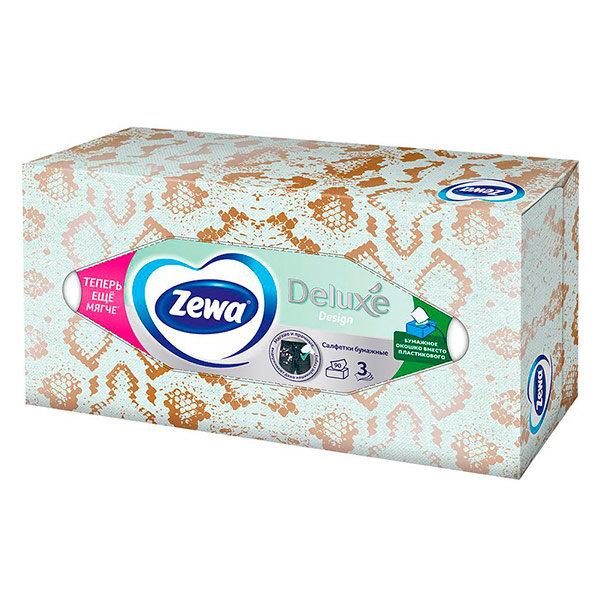 Салфетки косметические Zewa Deluxe 3-х сл. 90шт (1шт)