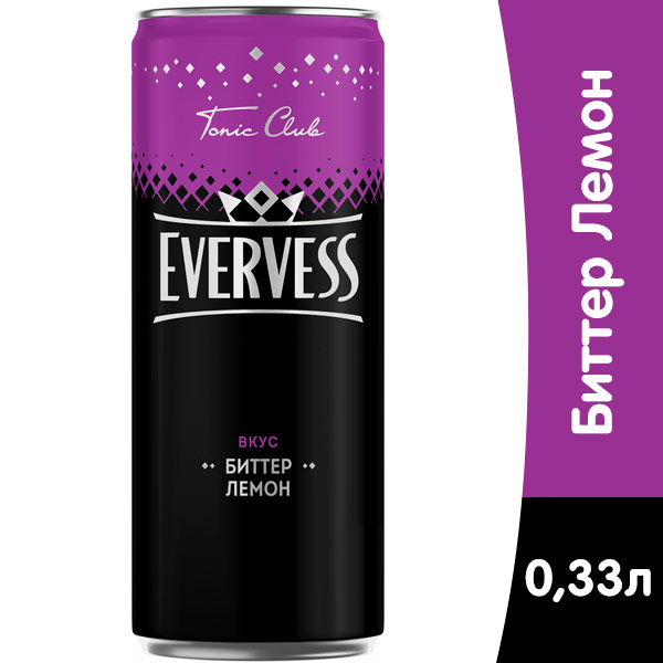 Evervess / Эвервес Биттер Лемон 0,33 литра, газ, ж/б, 12 шт. в уп Evervess / Эвервес Биттер Лемон 0,33 литра, газ, ж/б, 12 шт. в уп. - фото 1