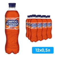 Напиток Святой Источник со вкусом красный апельсин 0,5 литра, газ, пэт, 12 шт. в уп.