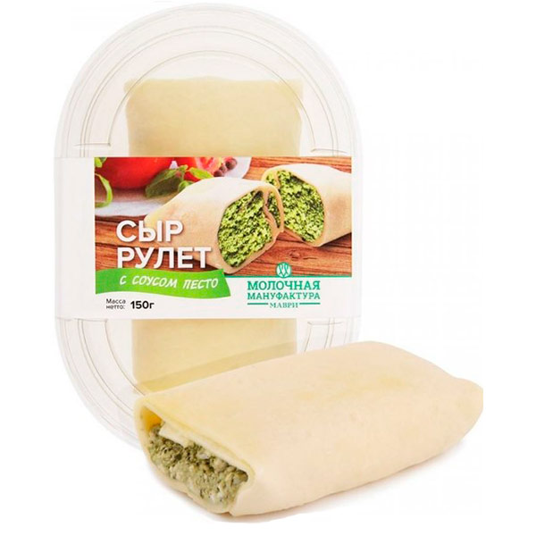 Сыр Рулет Маври с начинкой песто 45% 150 гр