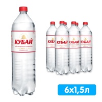 Вода Кубай 1.5 литра, газ, пэт, 6 шт. в уп.