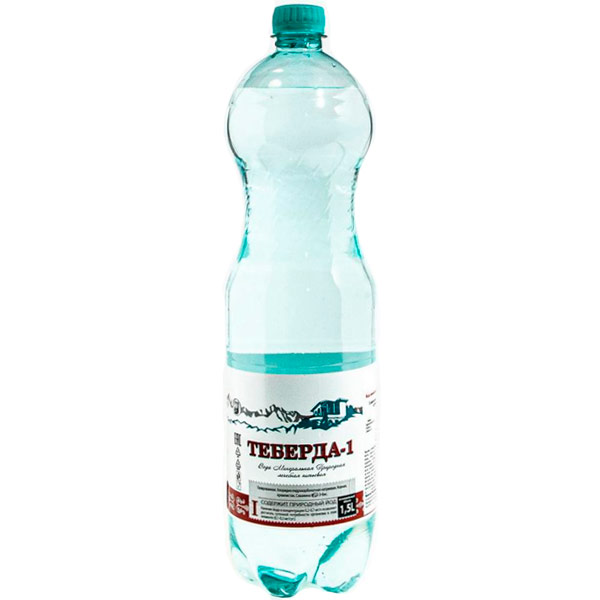 Вода Теберда-1 лечебно-столовая 1.5 литра, газ, пэт, 6 шт. в уп.