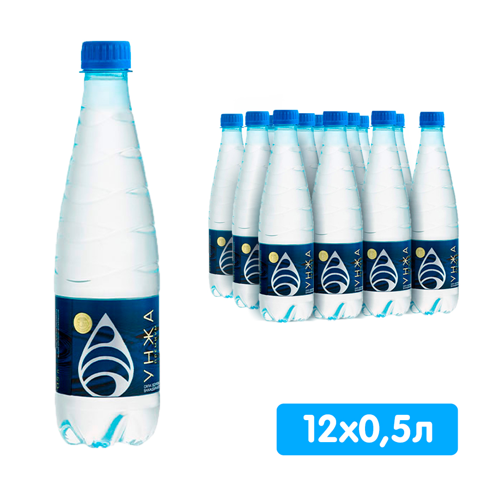 Вода Унжа Премиум 0,5 литра, без газа, пэт, 12 шт. в уп