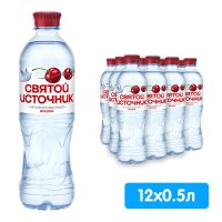 Вода Святой Источник со вкусом вишни 0.5 литра, без газа, пэт, 12 шт. в уп.