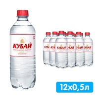 Вода Кубай 0.5 литра, газ, пэт, 12 шт. в уп.