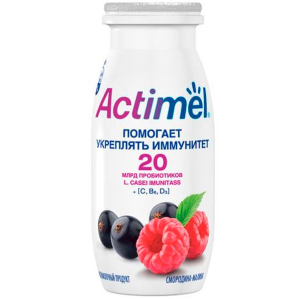 Кисломолочный продукт Actimel смородина-малина 1,5% БЗМЖ 95 гр