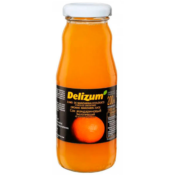 Сок Delizum Био Мандариновый стекло 0.2 литра, 24 шт. в уп.