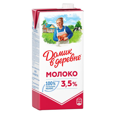 Молоко Домик в деревне 3,5% БЗМЖ 950 гр, 12 шт. в уп