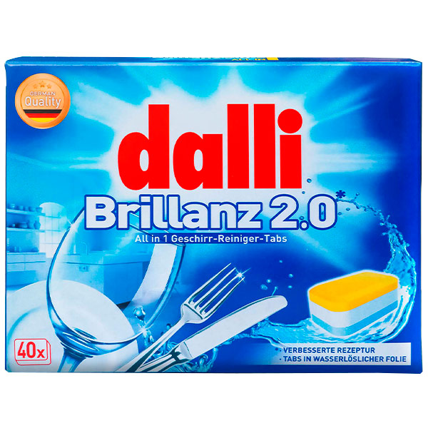 Таблетки для посудомоечных машин Dalli Brillanz биоразлагаемые 40 шт