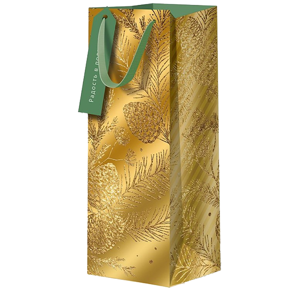 Подарочный пакет под бутылку Лакарт Дизайн 12x36 см