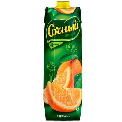 Нектар Сочный апельсин 1 литр, 12 шт. в уп.