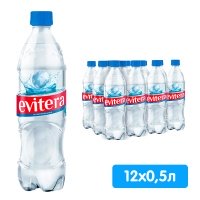 Вода Evitera питьевая 0.5 литра, без газа, пэт, 12 шт. в уп.