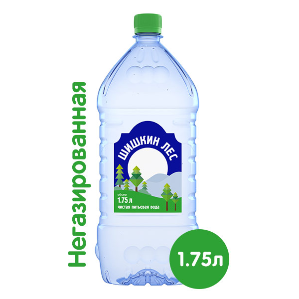 Вода Шишкин лес 1,75 литра, без газа, пэт, 6 шт. в уп.