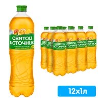 Святой Источник со вкусом манго-маракуйя 1 литр, газ, пэт, 12 шт. в уп.