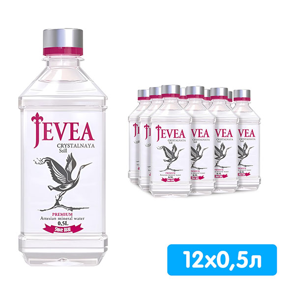 Вода Jevea / Живея 0.5 литра, без газа, пэт, 12 шт. в уп.