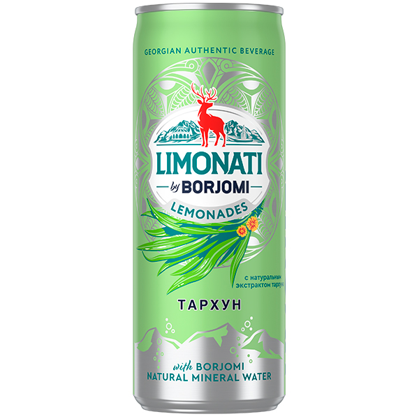 Напиток Limonati by Borjomi тархун, газ, ж/б, 0,33 литра, 12 шт. в уп