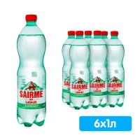 Вода лечебно-столовая Sairme 1 литр, газ, пэт, 6 шт. в уп.