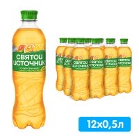 Святой Источник со вкусом манго-маракуйя 0.5 литра, газ, пэт, 12 шт. в уп.
